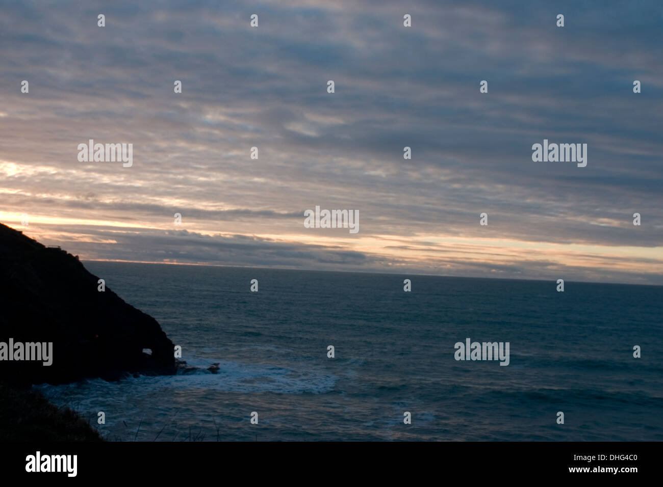 Perranporth landscape at sunset Stock Photo