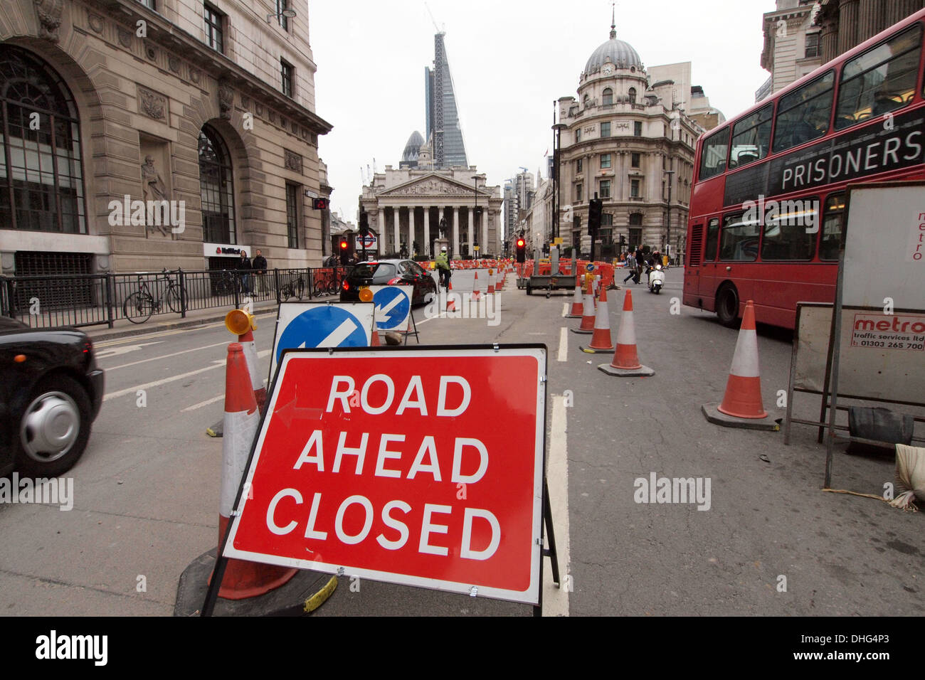 Road Closed traffic sign in London England UK Stock Photo Alamy