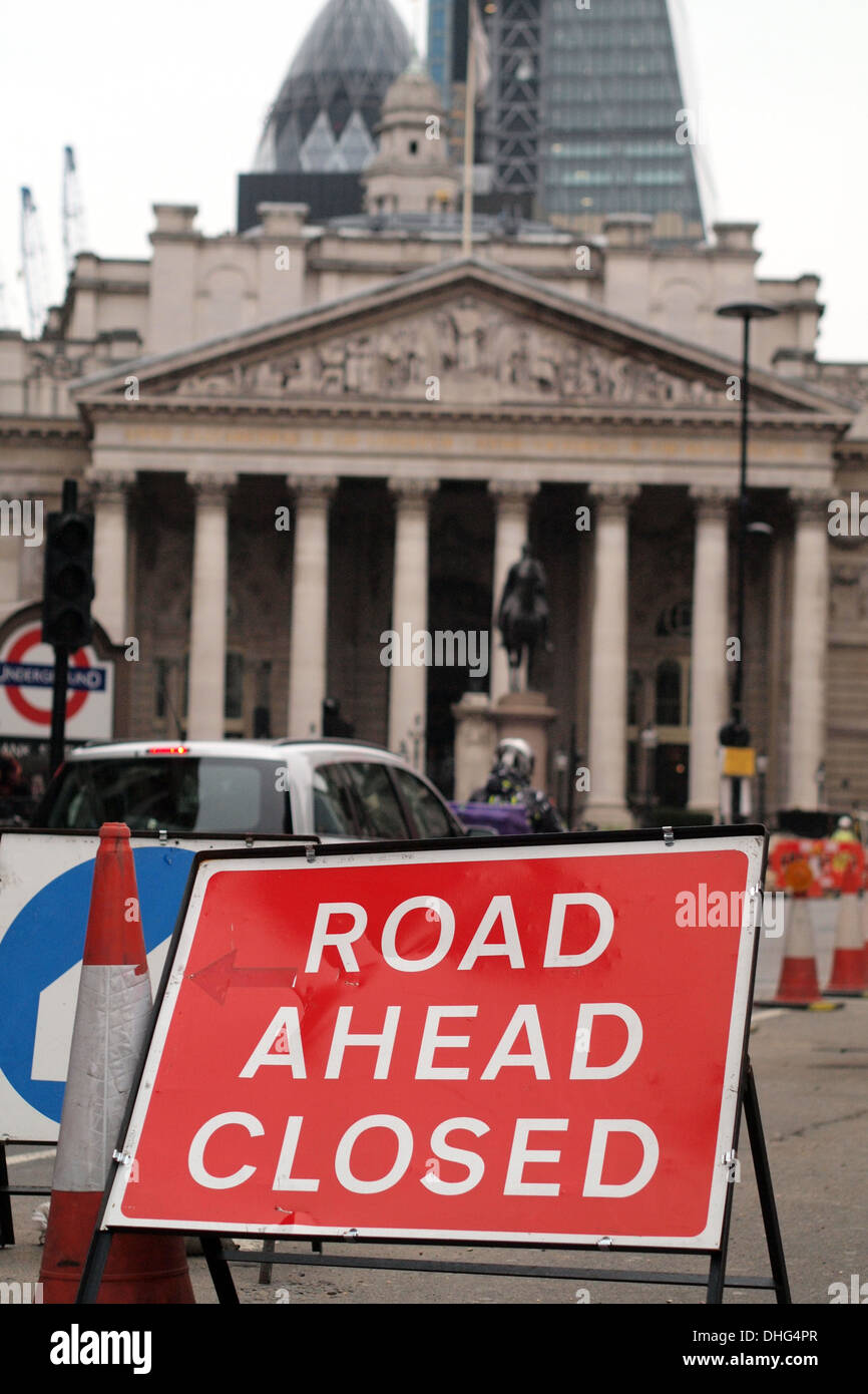 Road Closed traffic sign in London England UK Stock Photo Alamy