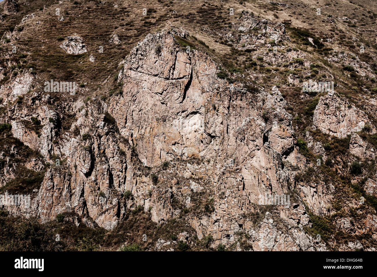 A part of rock texture in mountains of Armenia, near Lernashen village. Stock Photo