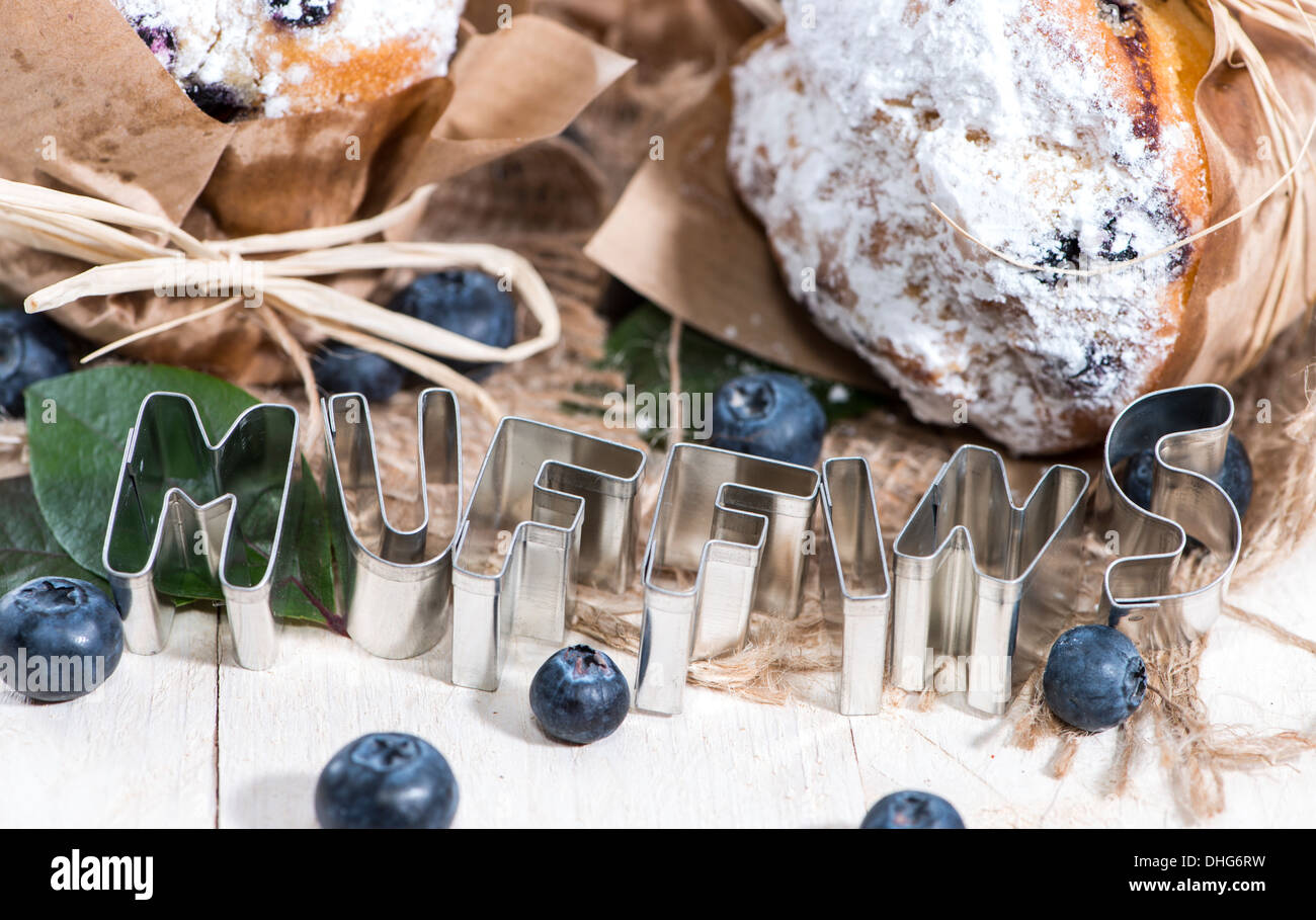 Homemade Blueberry Muffins with metal letters Stock Photo - Alamy