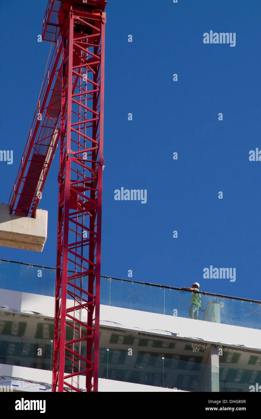 crane at construction site workers edifice building Stock Photo - Alamy