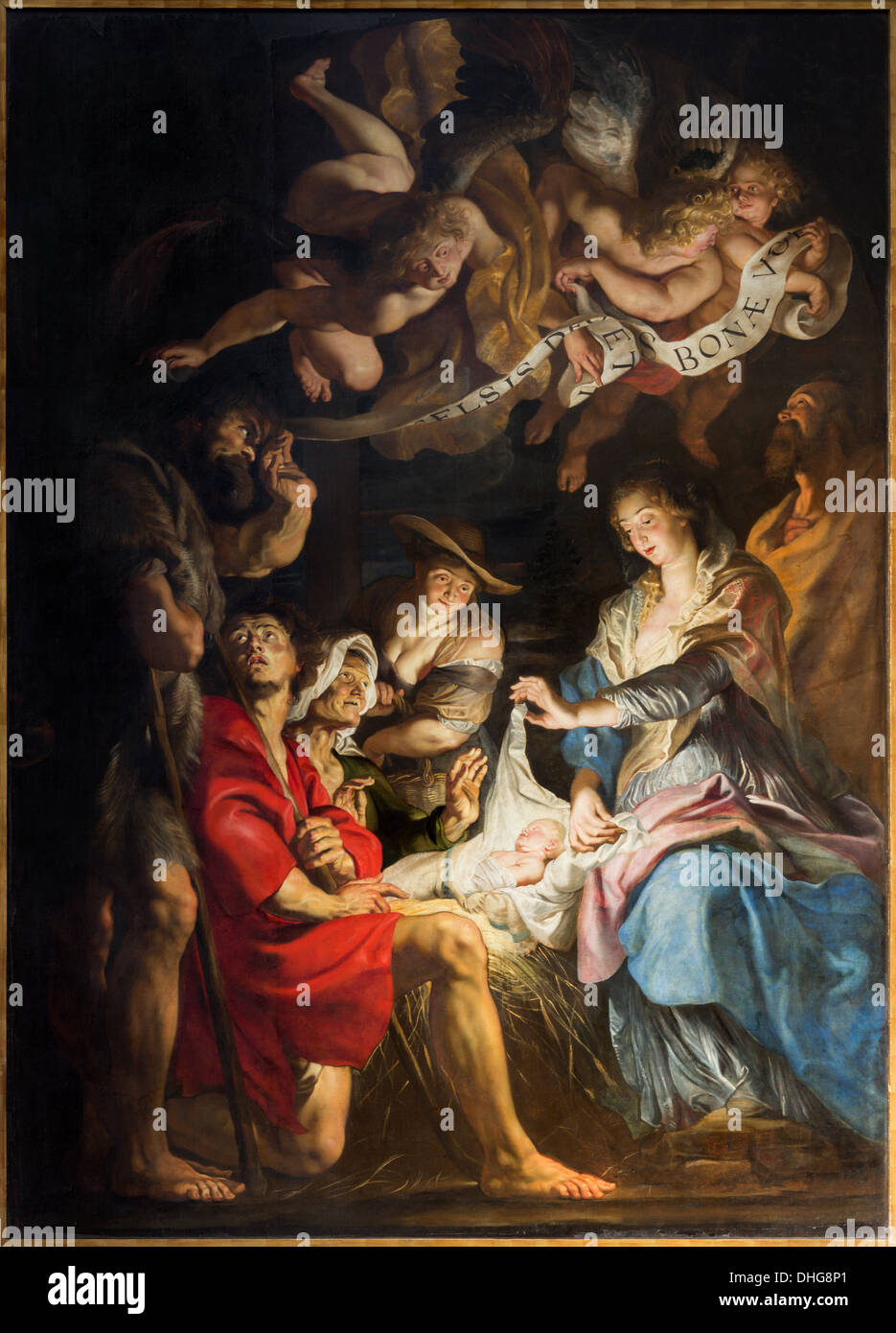 Antwerp - Paint of Nativity scene by by baroque great painter Peter Paul Rubens in St. Pauls church Stock Photo