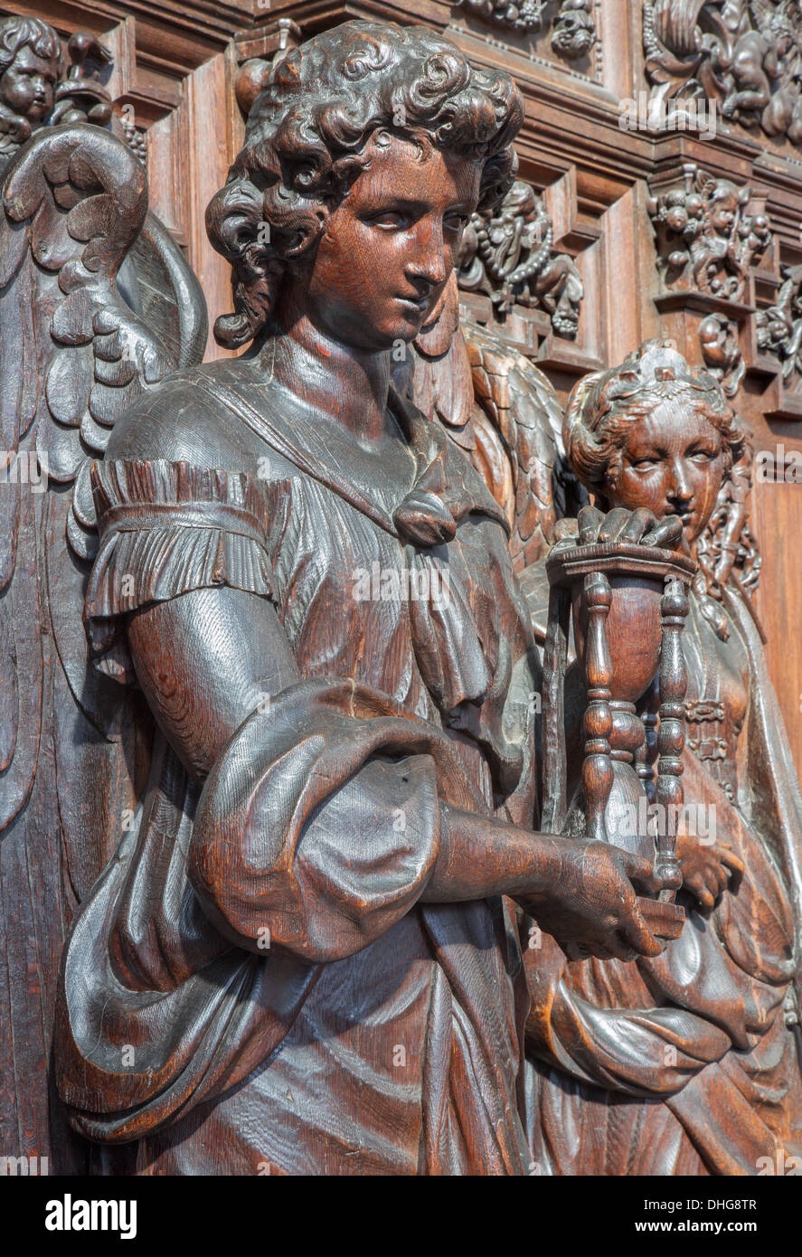 ANTWERP, BELGIUM - SEPTEMBER 5: Statue of angel as symbol of Hope - cardinal virtous in St. Pauls church (Paulskerk) Stock Photo