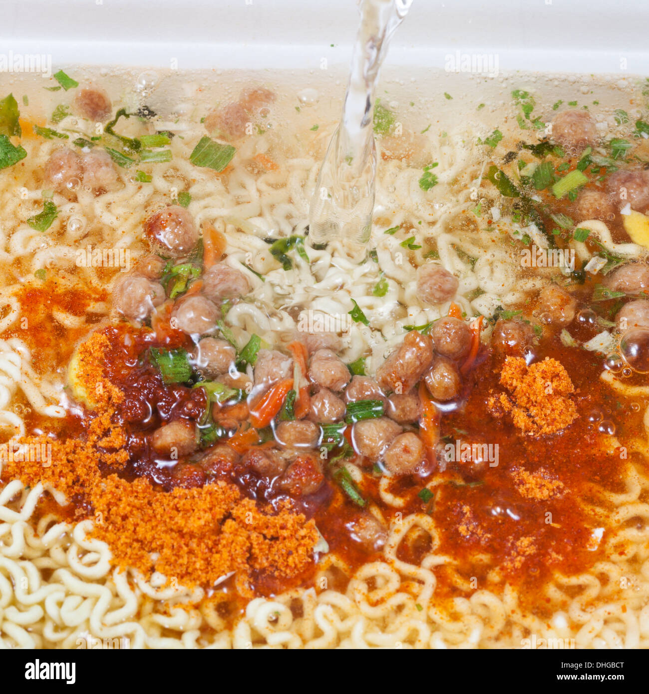 cooking of instant ramen close up Stock Photo