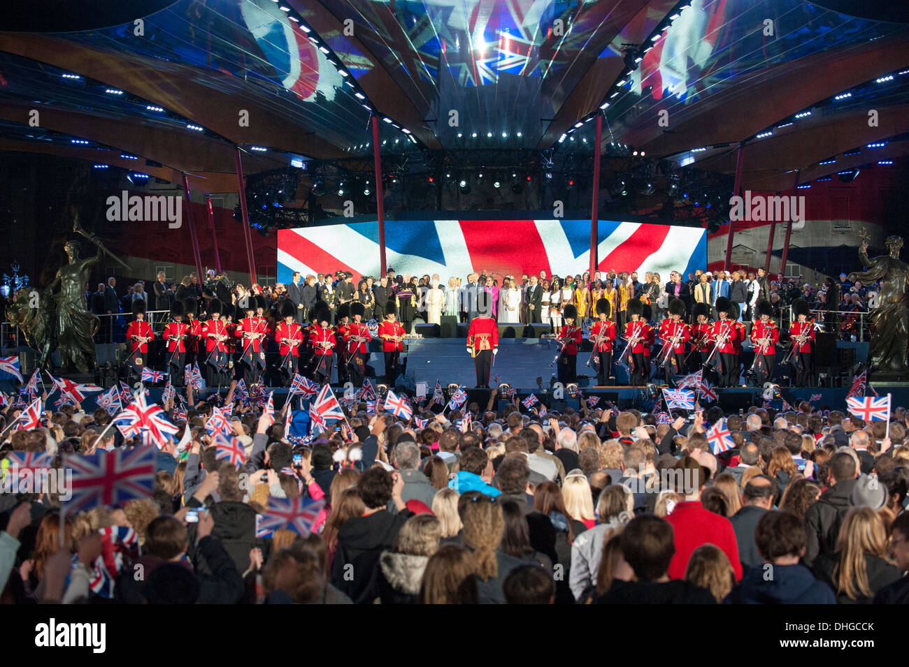 A concert held in the Mall on June 4th 2012 at Buckingham Palace in London to celebrate H.M. the Queen’s diamond jubilee. Stock Photo