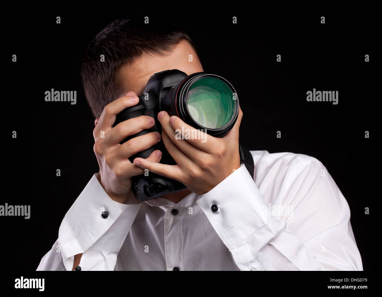 Photographer with camera Stock Photo