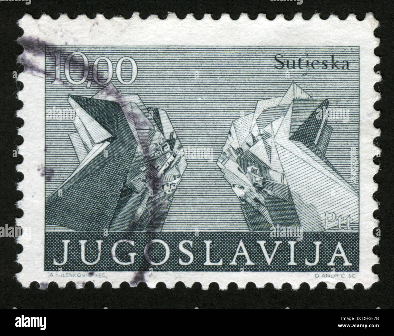 Yugoslavia,post mark,stamp, Sutjeska Stock Photo - Alamy