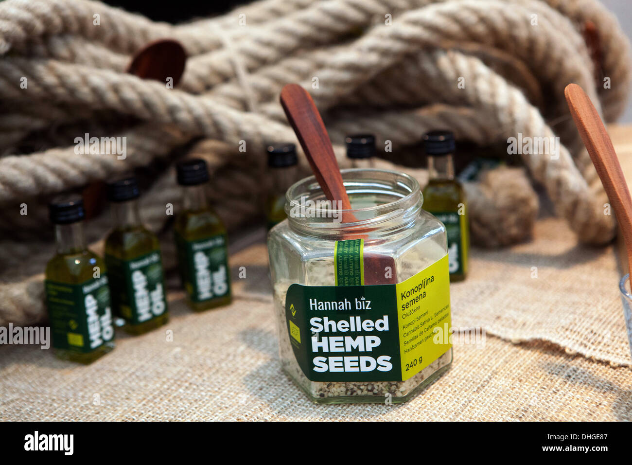 Hemp product, shelled seeds Stock Photo