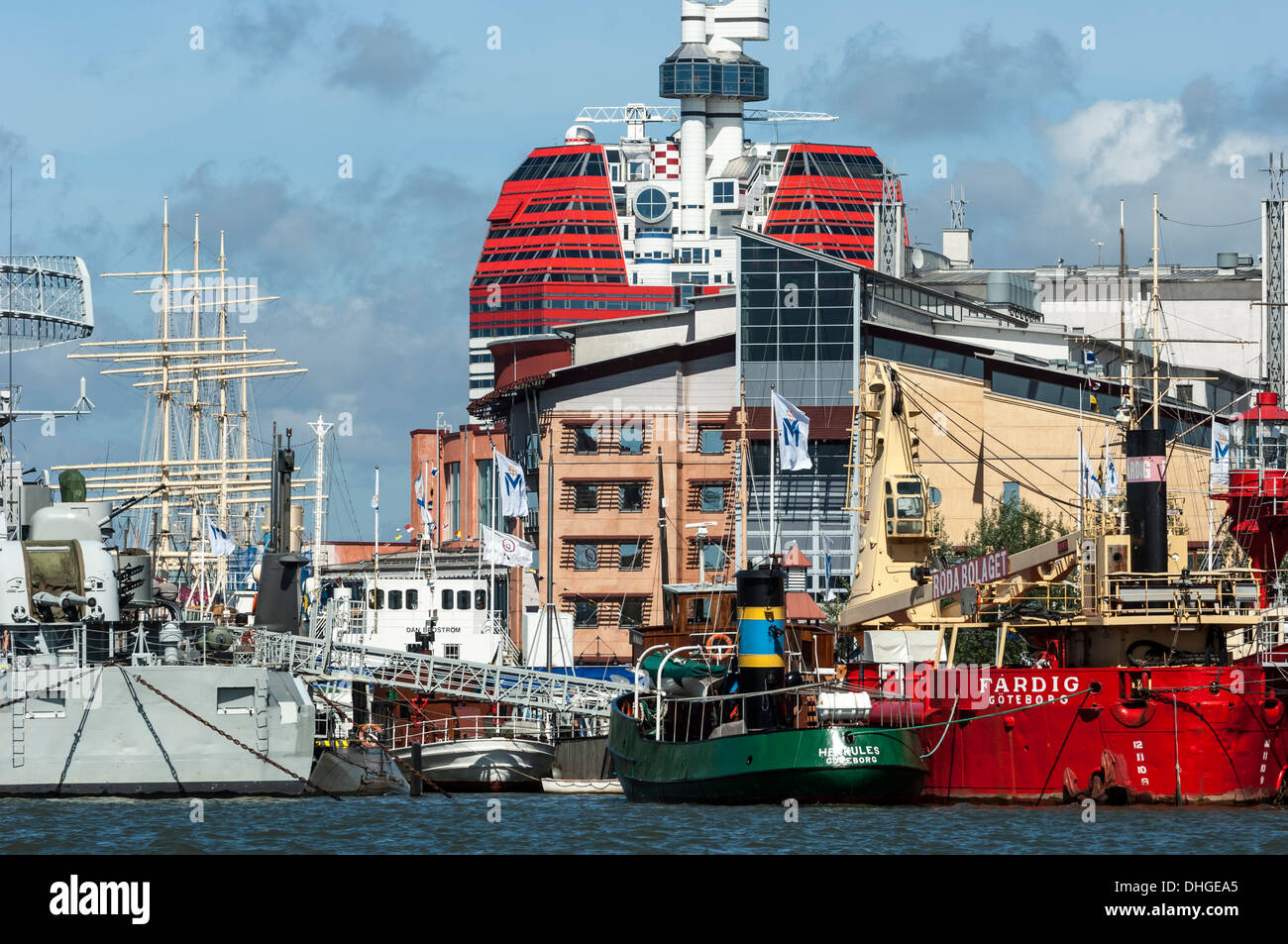 Lipstick building and ships. Gothenburg harbour. Sweden Stock Photo Alamy