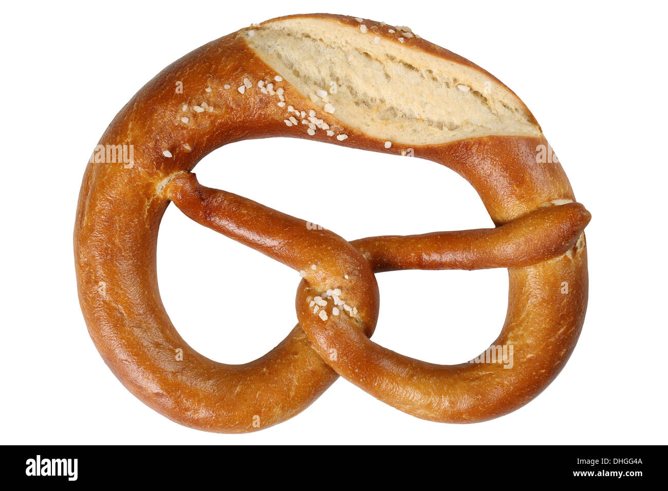 A Bavarian Pretzel isolated on a white background Stock Photo