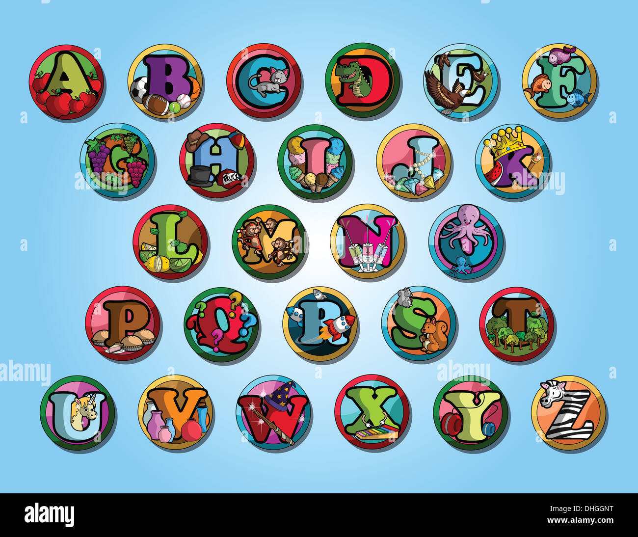 Alphabets over blue background Stock Photo - Alamy