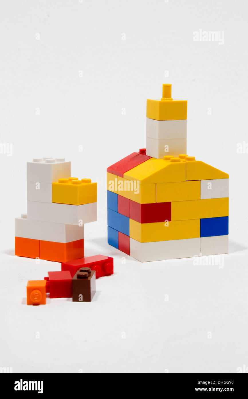 Colourful, Lego blocks, child's play, toy, studio environment. Stock Photo