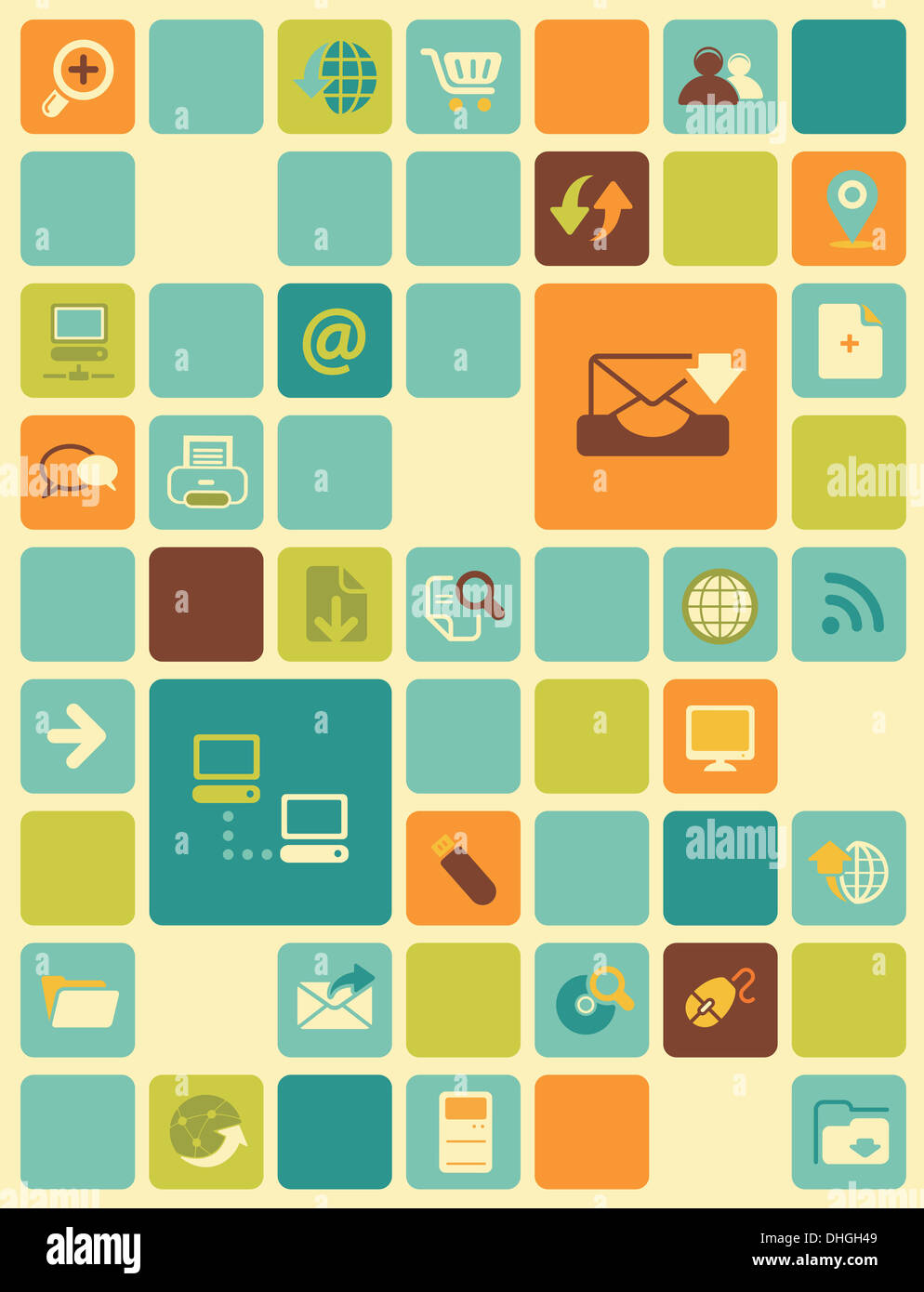 Illustration of social networking icons over colored background Stock ...