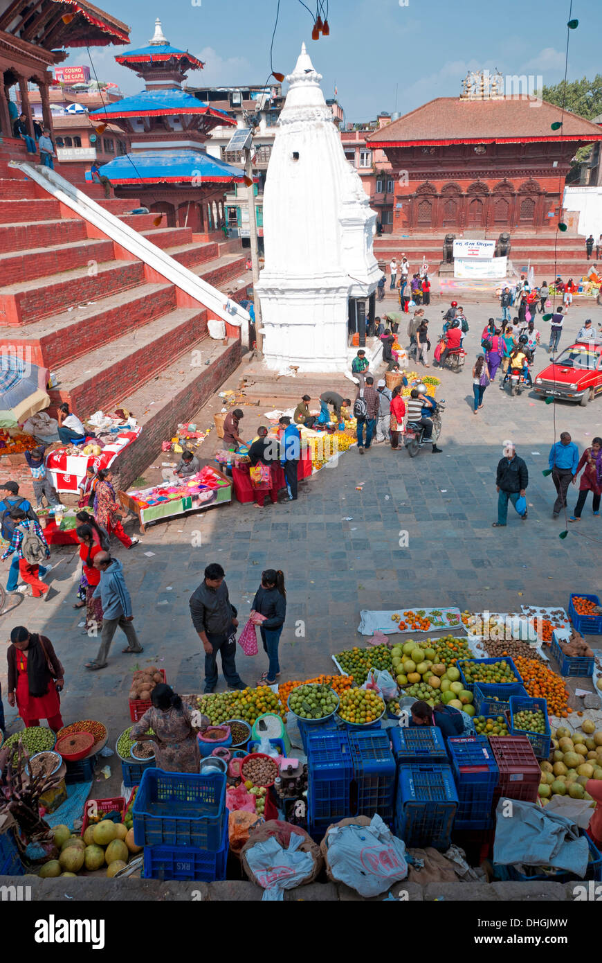 Street market in Kathmandu Durbar Square. Stock Photo