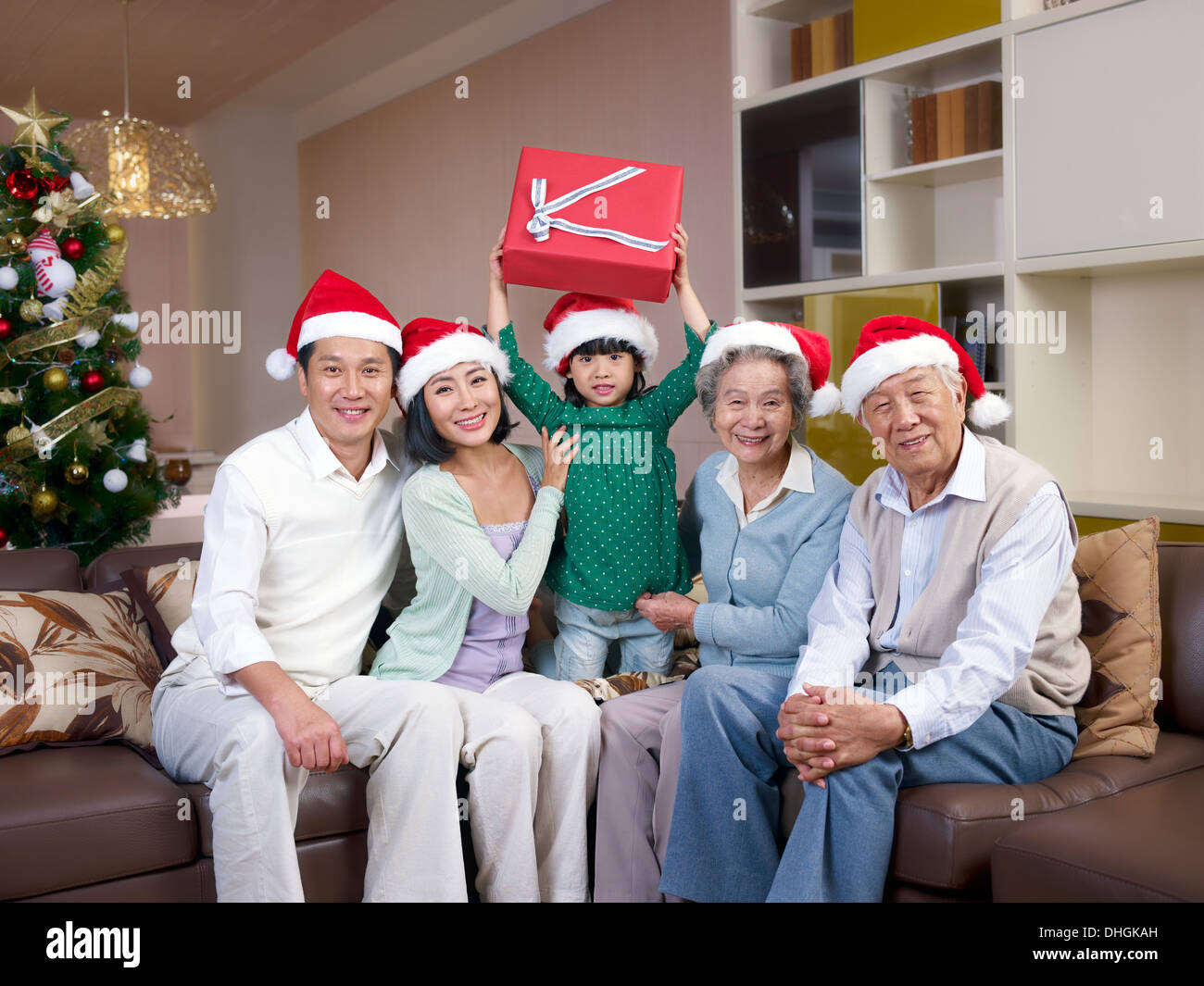 Three-Generation Asian Family Stock Photo