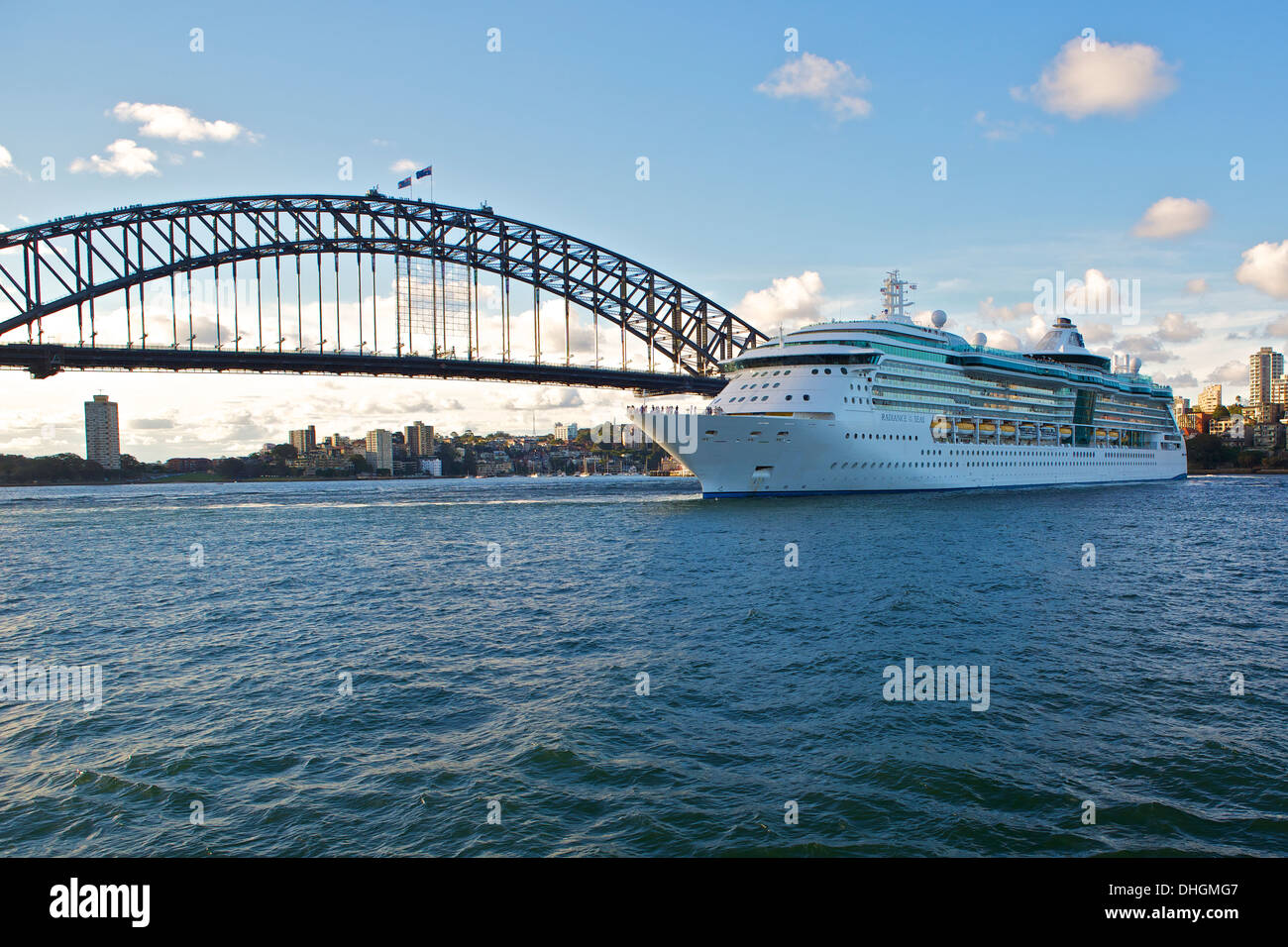 Royal Caribbean Cruise Liner, Radiance of the Seas, departs Sydney at Dusk. Stock Photo