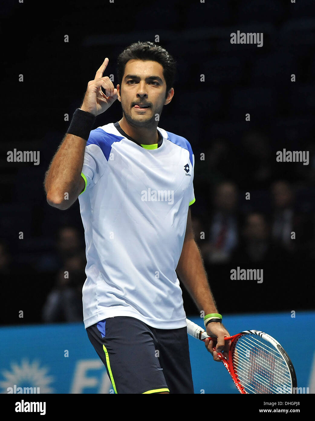 Aisam-Ul-Haq Qureshi in action on day 4 of the Barclays ATP World Finals  doubles match Stock Photo - Alamy