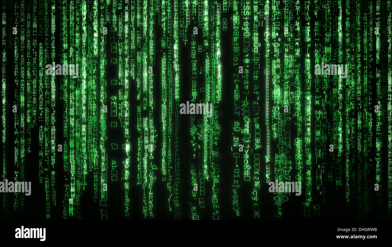 Matrix Background With The Green Symbols Stock Photo Alamy