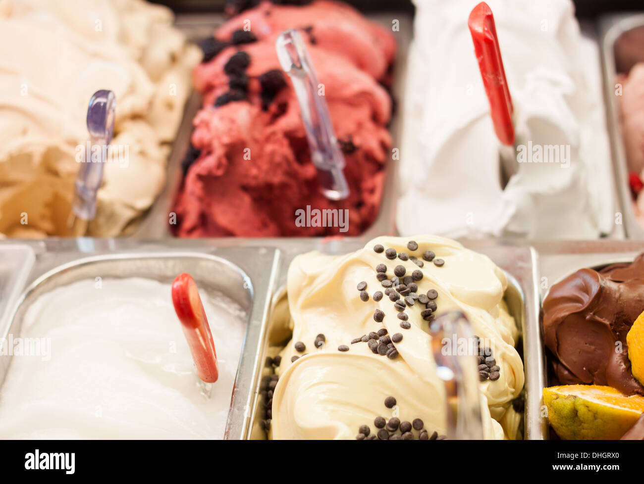 'ice cream' ice-cream closeup Italian gelateria gelato shop Stock Photo