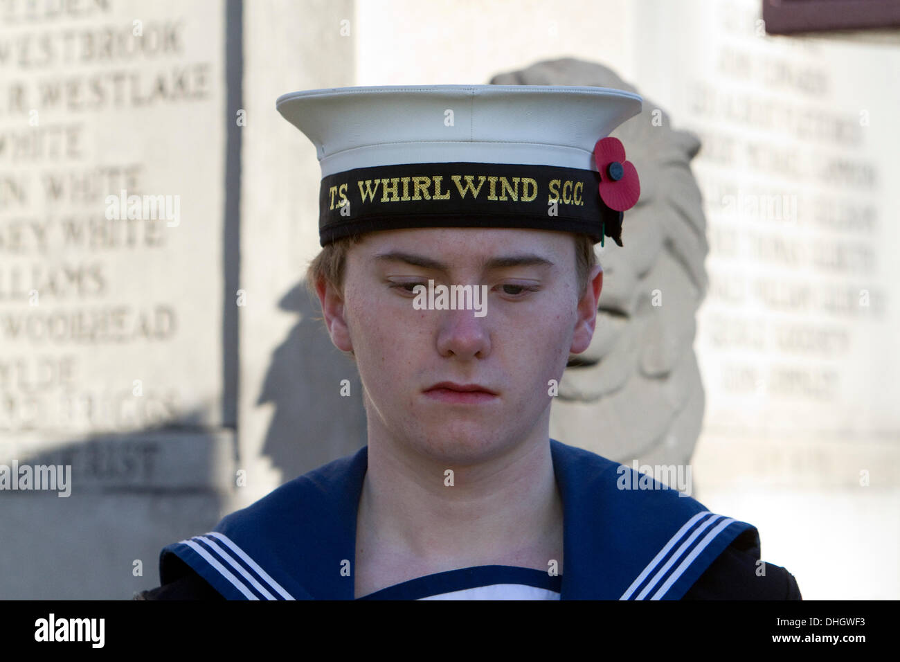 Orpington,UK,10th November 2013, A Sea cadet at the Remembrance Service in Orpington Kent Credit: Keith Larby/Alamy Live News Stock Photo