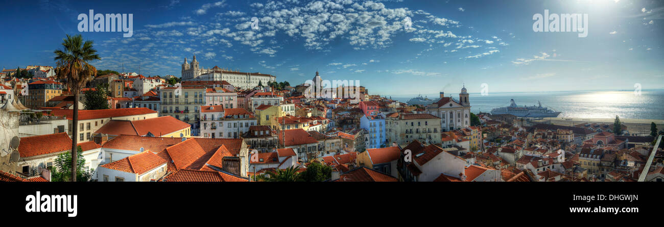 Panorama Lisbon Alfama Stock Photo