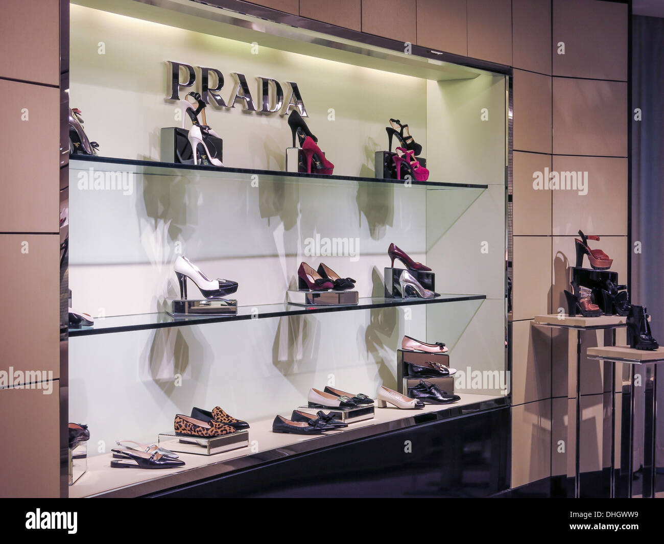 Prada Shoe Display in Bloomingdale's Department Store Interior, NYC Stock  Photo - Alamy