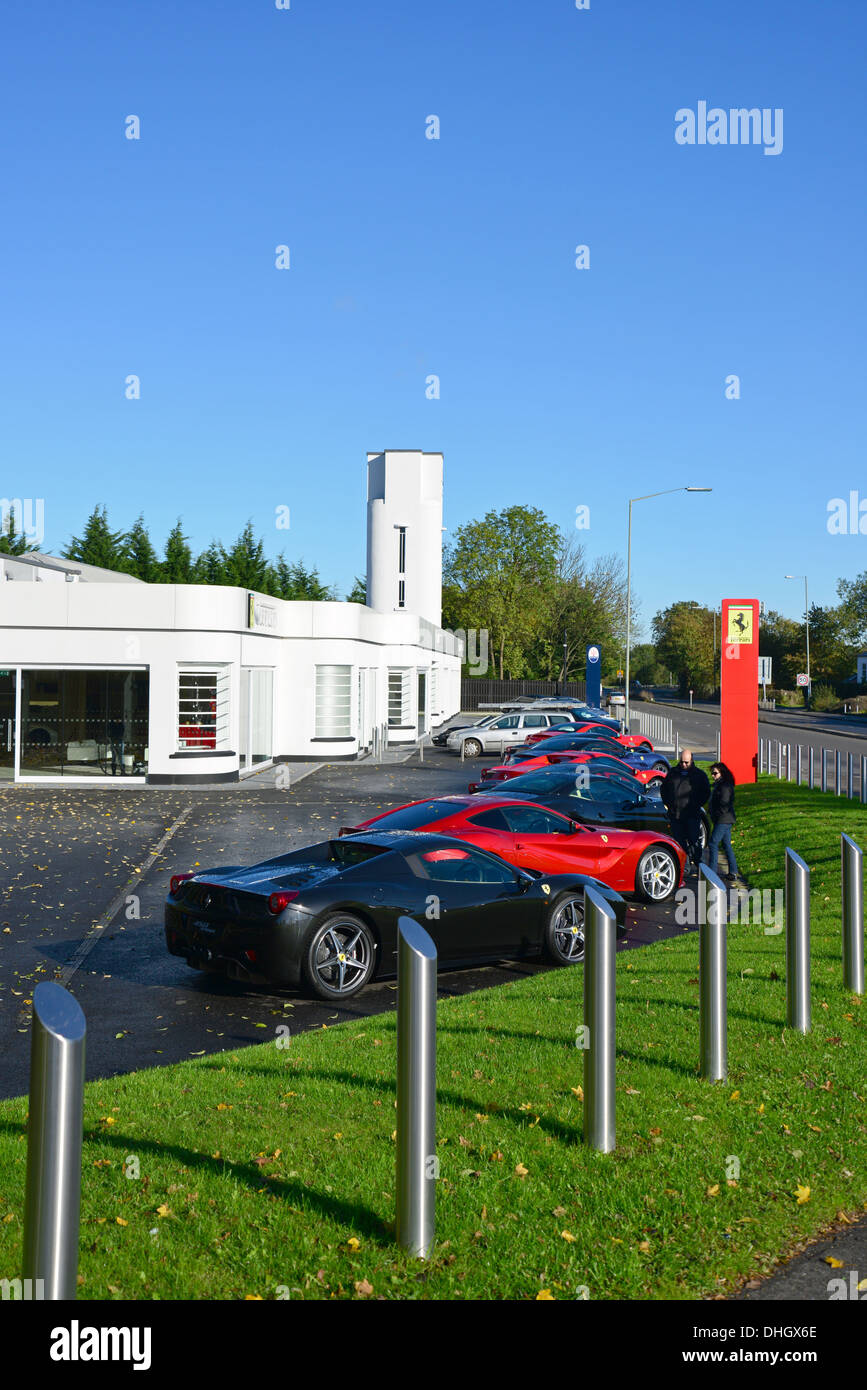 Maranello Ferrari Egham car dealership, Tower Garage, Egham, Surrey, England, United Kingdom Stock Photo