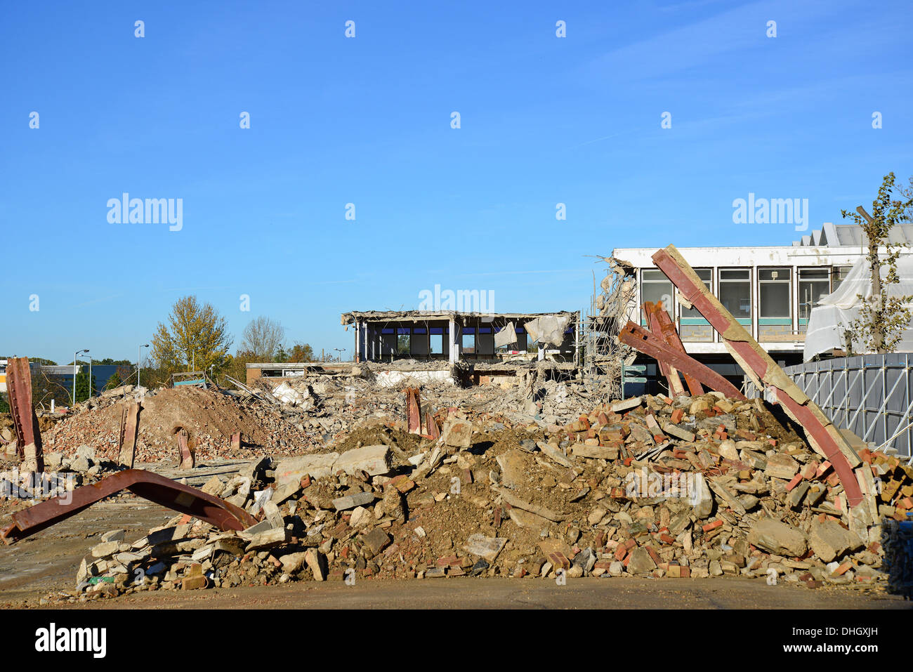 Demolition work for Bracknell town centre regeneration, Bracknell, Berkshire, England, United Kingdom Stock Photo