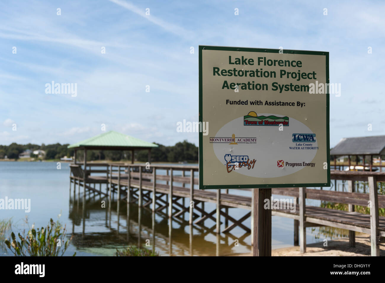 Lake Florence in Montverde, Florida Aeration restoration project. Stock Photo