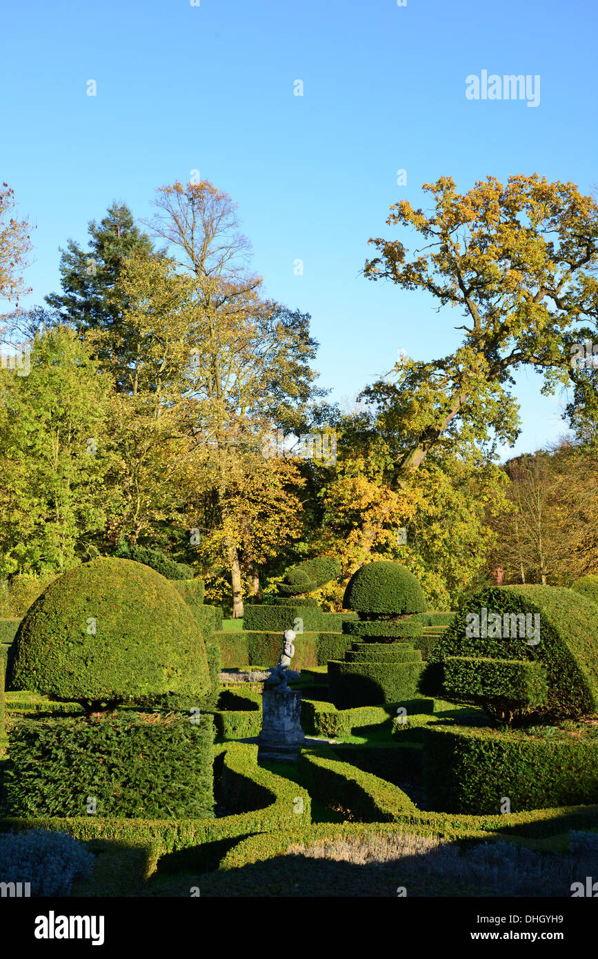 Historic walled garden in autumn at 15th century Great Fosters Hotel, Stroude Road, Egham, Surrey, England, United Kingdom Stock Photo