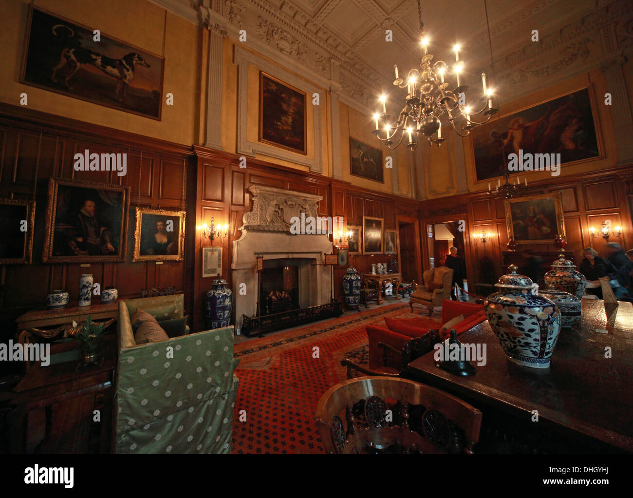 The Great Hall, Dunham Massey, in the evening. NT near Altrincham, Cheshire, England, UK, WA14 4SJ Stock Photo