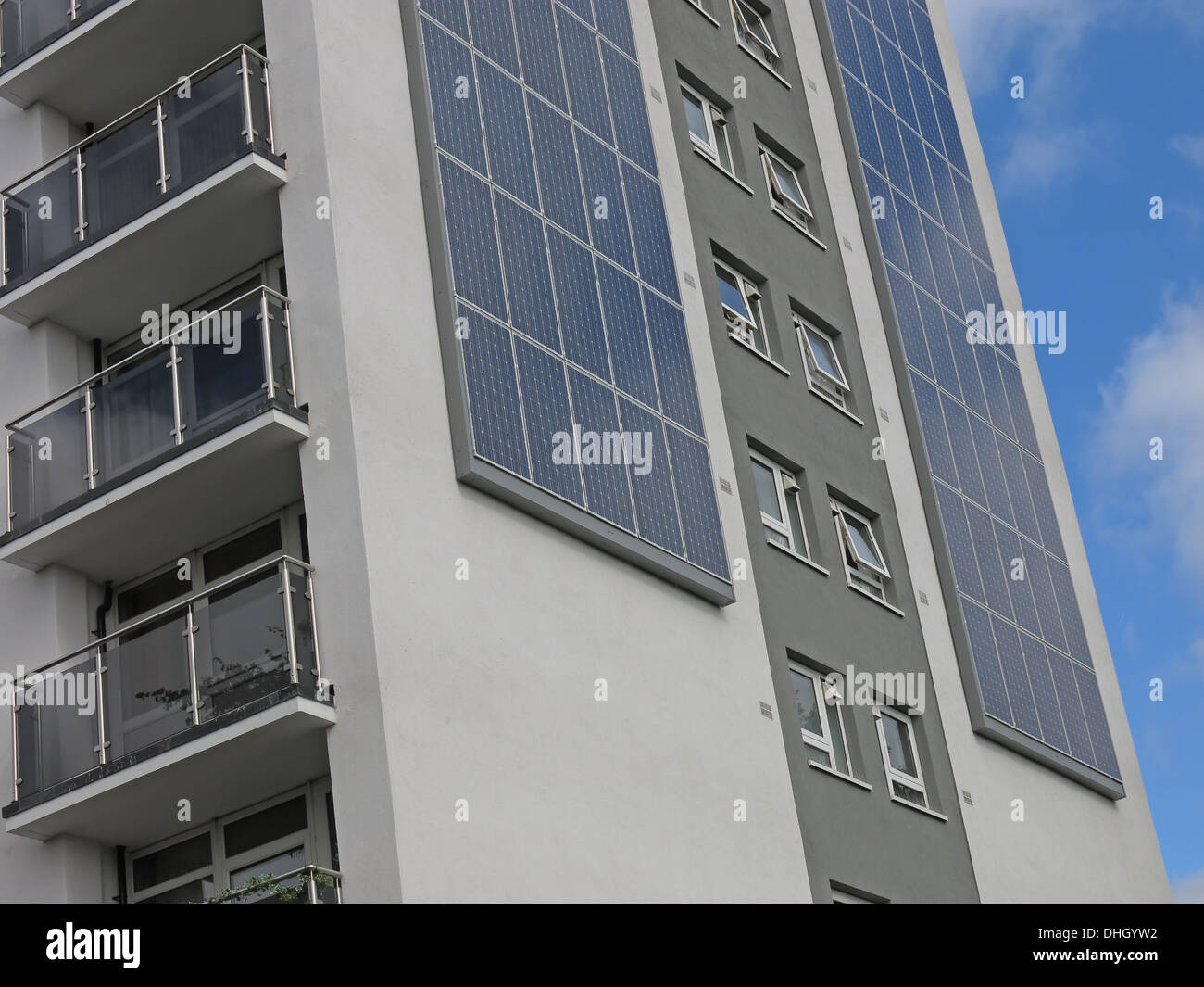 Austin House Walsall eco tower block with Solar PV , West Midlands , England , UK WS4 2AF Stock Photo