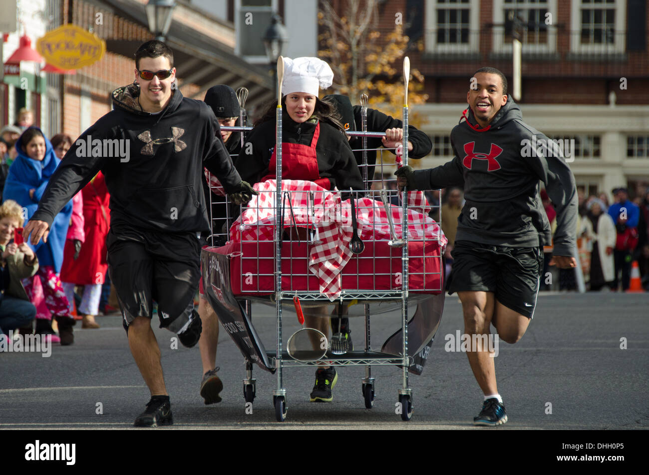 A chef-themed entry in the annual Bed Races, Bar Harbor, Maine Stock Photo