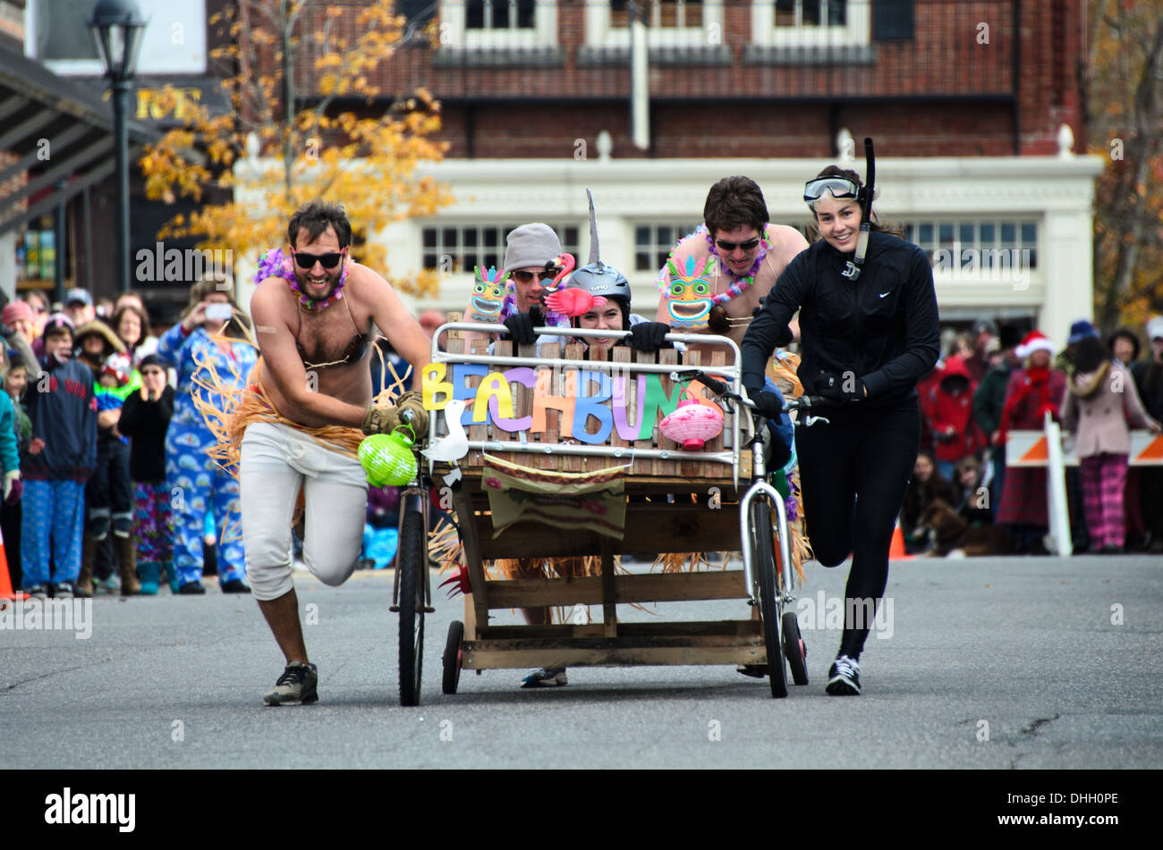 Racers at the annual Bed Races, Bar Harbor, Maine Stock Photo - Alamy