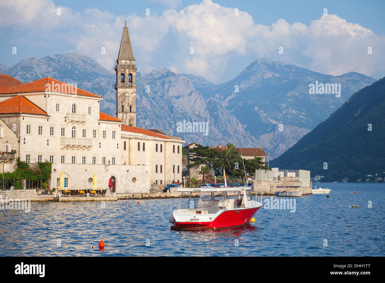 Landscape of old Perast, Kotor bay, Montenegro Stock Photo