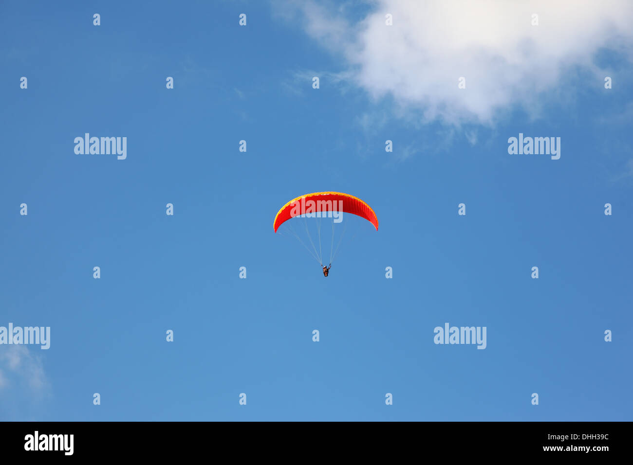 The operated red parachute Stock Photo - Alamy