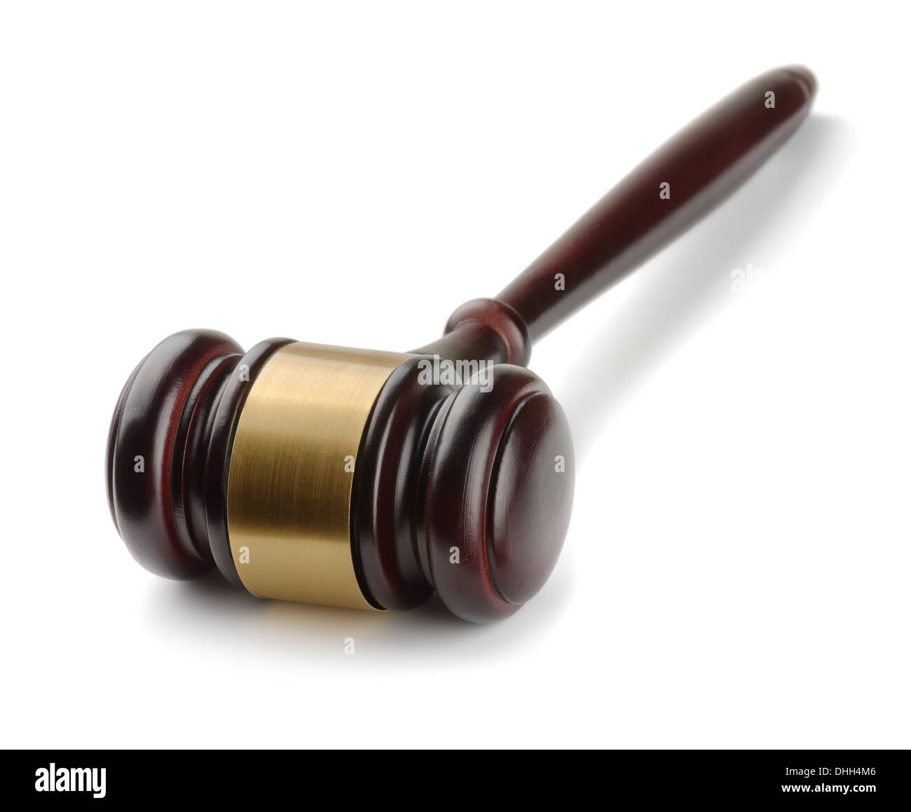 Wooden judges gavel isolated on white Stock Photo