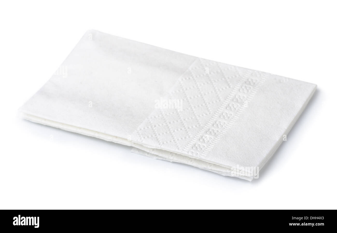 Folded white paper handkerchief isolated on white Stock Photo