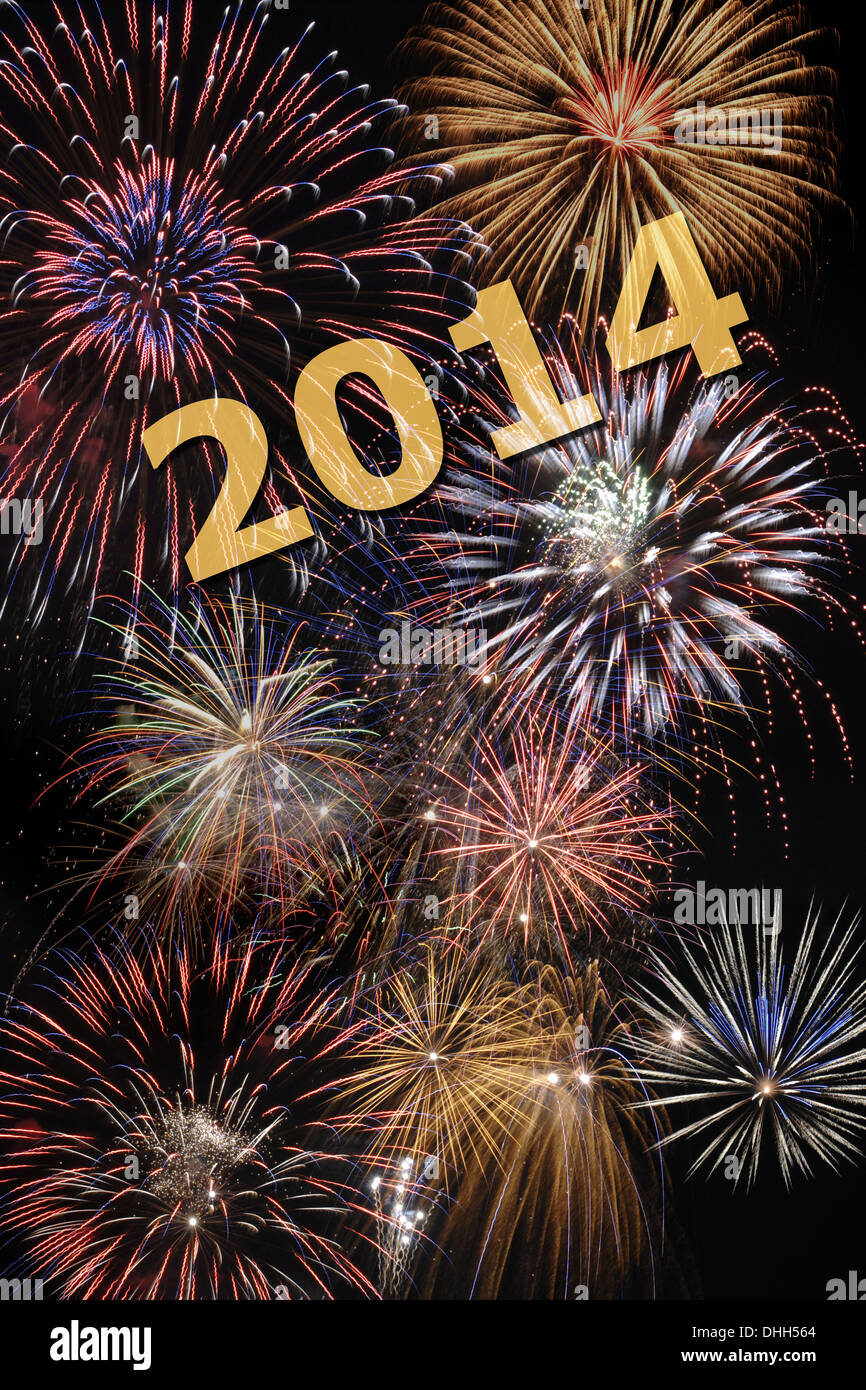 new year 2014 with firework Stock Photo