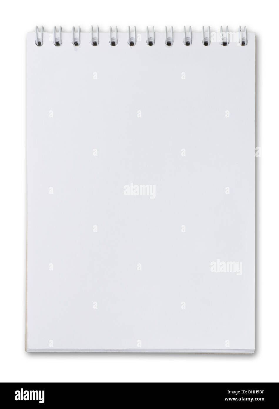 Blank page of notebook isolated on white Stock Photo