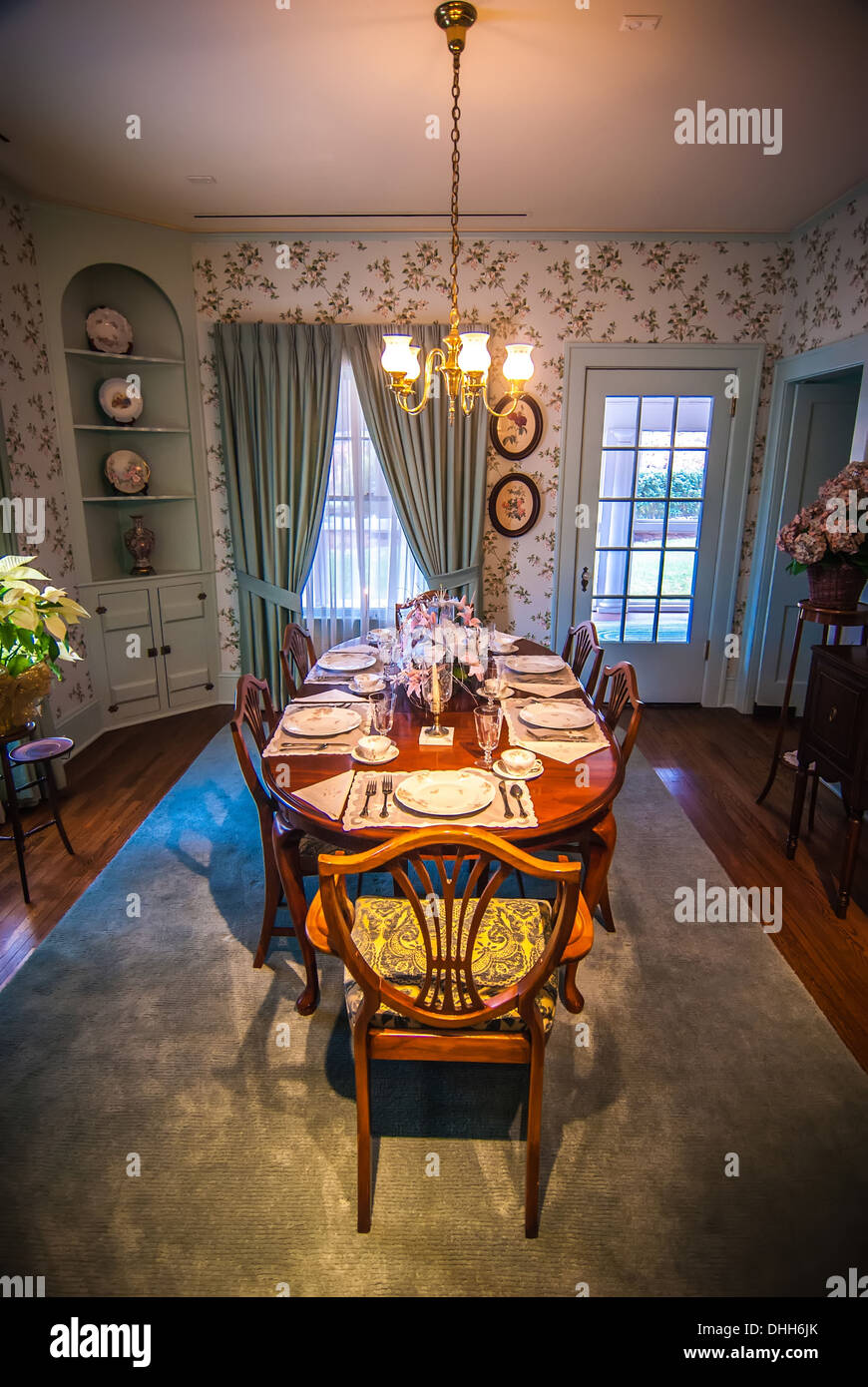 dining room and dinner table Stock Photo