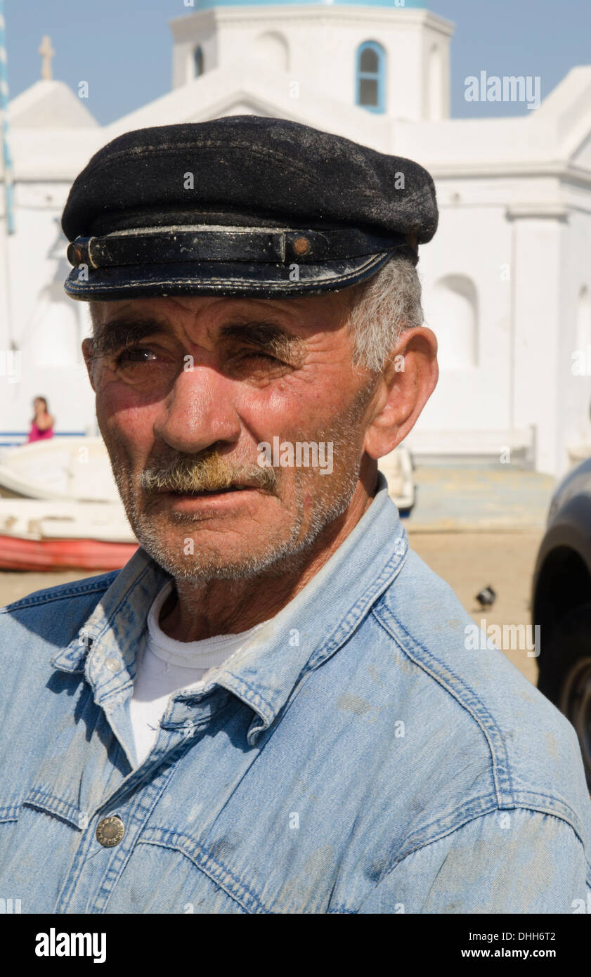 Mykonos Greece local man with fishing hat portrait with old greek hat Stock  Photo - Alamy