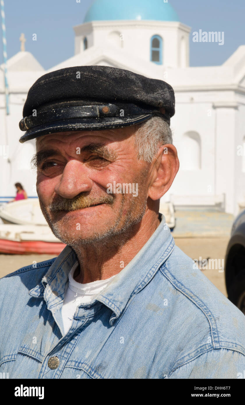 Mykonos Greece Local Man With Fishing Hat Portrait With Old Greek Hat ...
