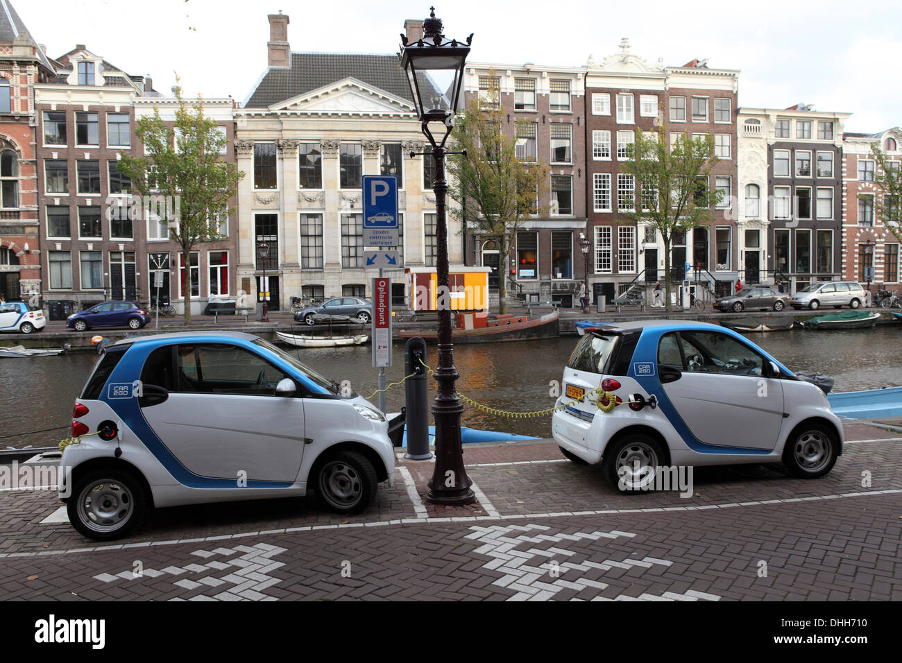 Electric cars charging in Amsterdam, the Netherlands Stock Photo