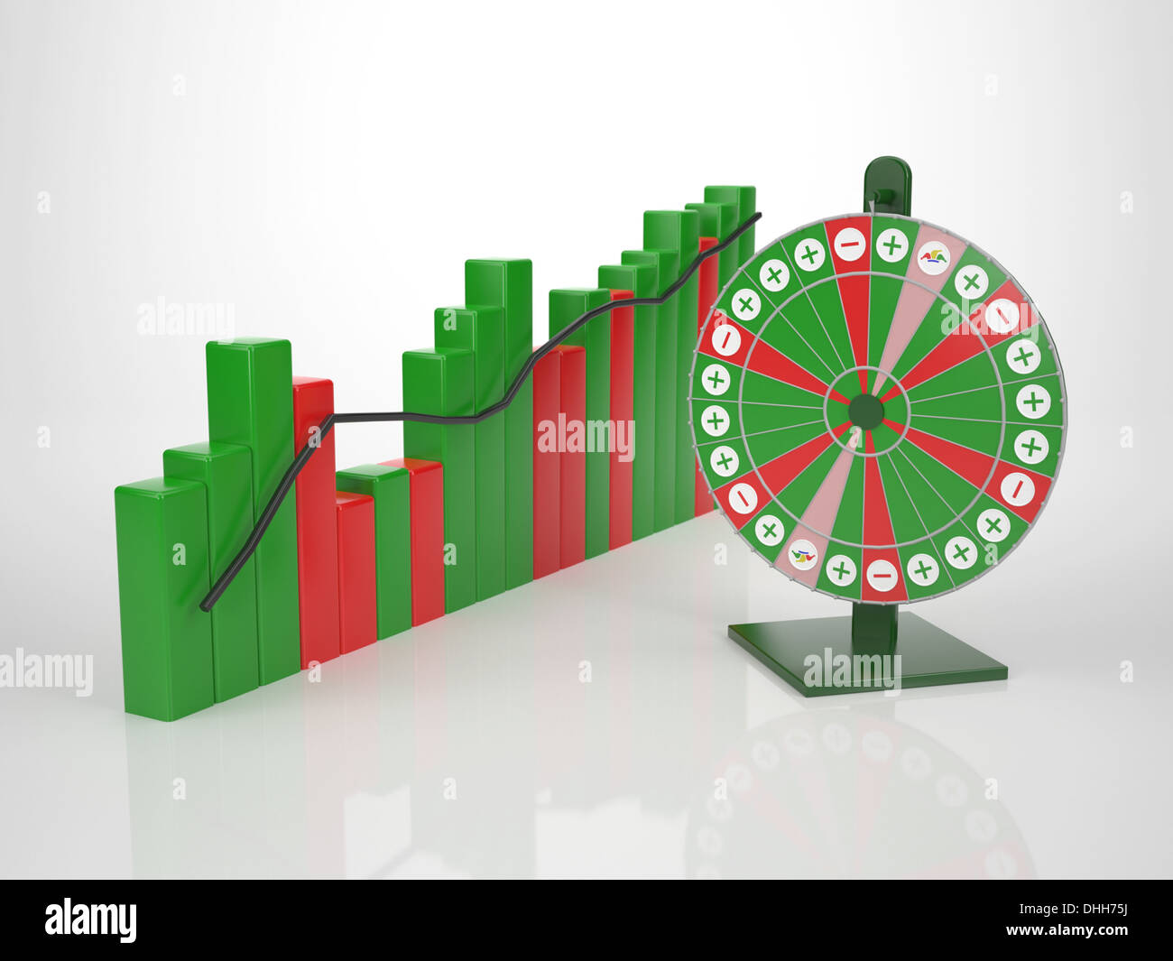 Colored Bar Diagramm with Wheel of Fortune Stock Photo Alamy