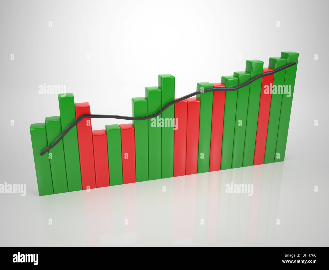 Colored Bar Diagramm - Tendency Up Stock Photo