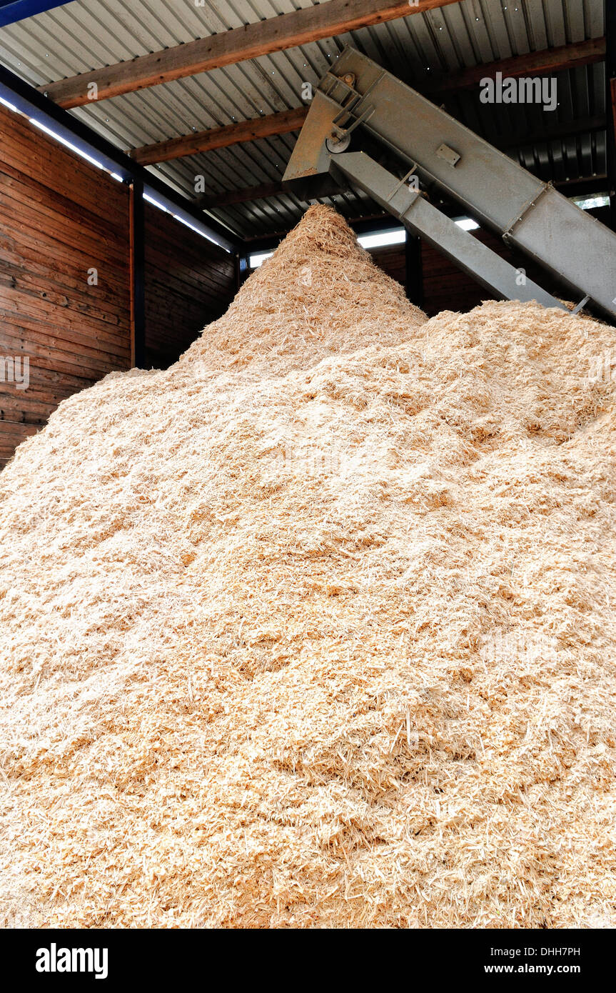 open wood chips silo Stock Photo Alamy