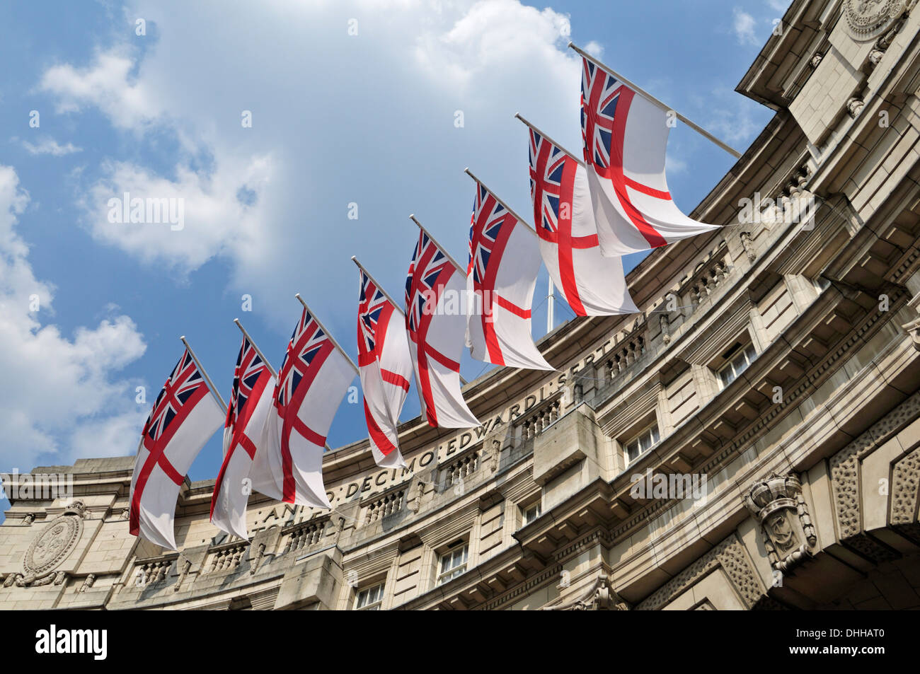 Flags and Ensigns over Admiralty Arch, The Mall, London SW1A, United Kingdom Stock Photo