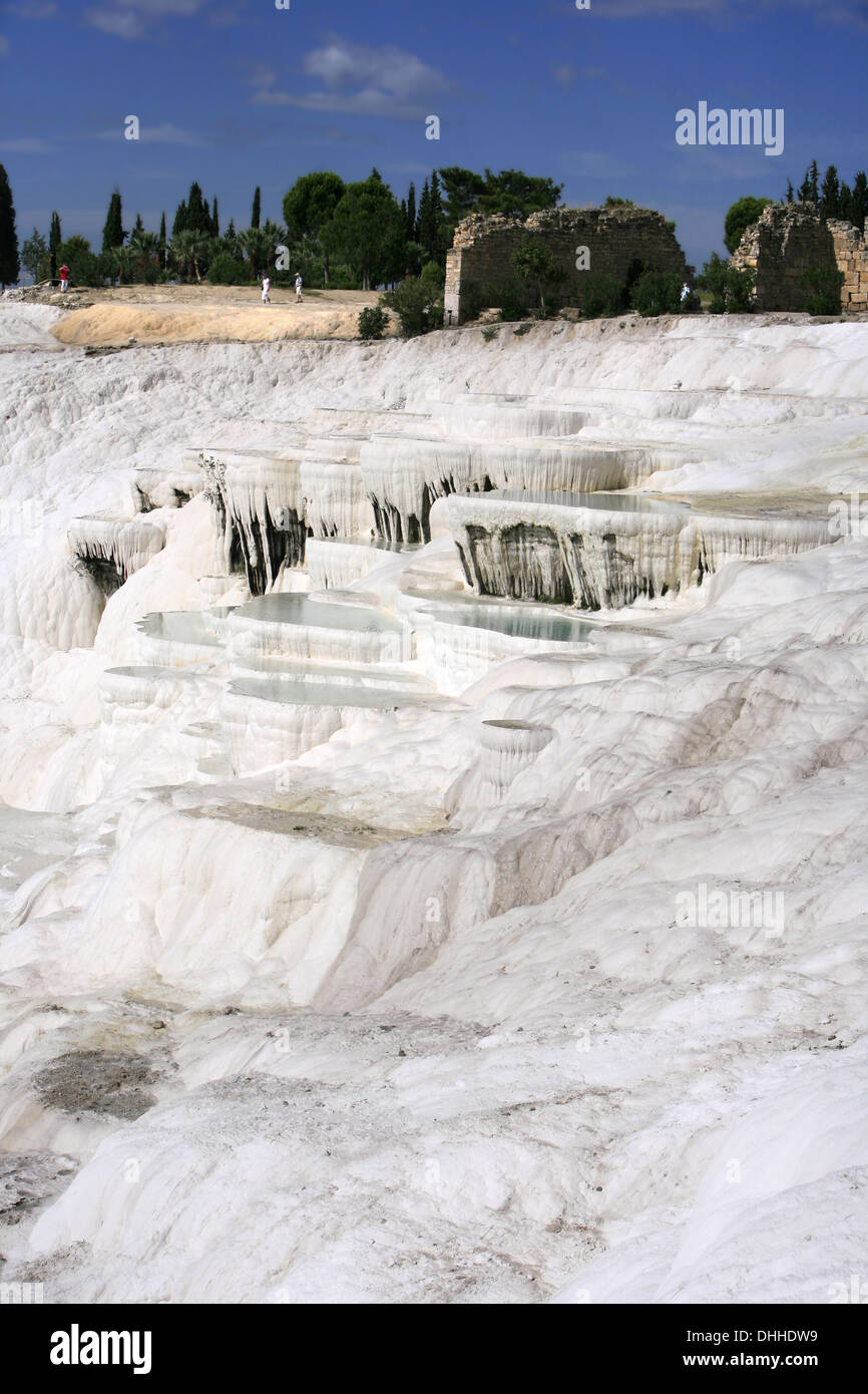 travertine limestone terraces of Pamukkale Stock Photo Alamy
